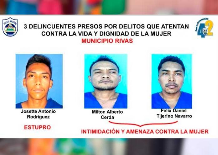 Presuntos delincuentes que capturaron en Rivas