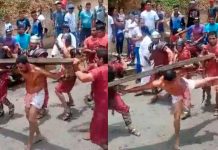 Épico: «Jesús» lanza patadas a sus azotadores durante viacrucis "Jesús" lanza patadas a sus azotadores durante viacrucis
