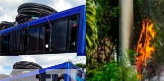 Camión se pasa llevando cables del tendido eléctrico en un barrio de Juigalpa