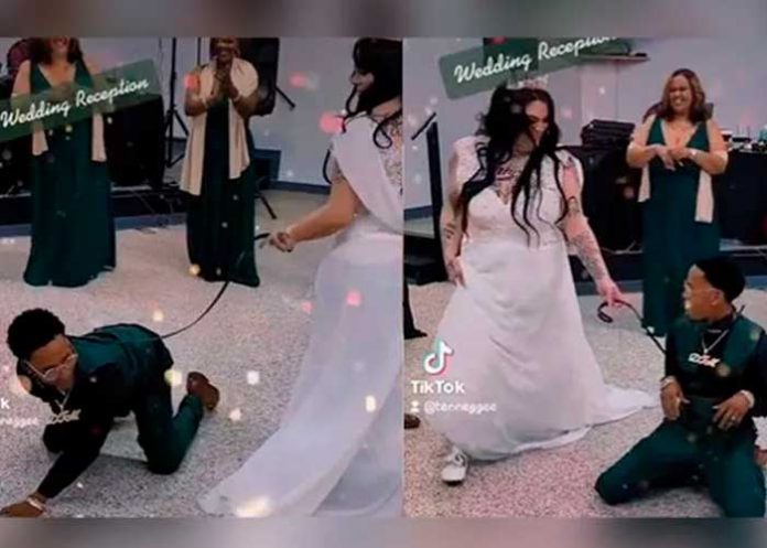 Pareja realiza perturbadora entrada a su boda