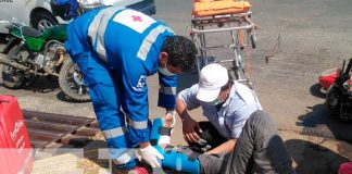 Motorizado con fractura tras accidentarse en Managua