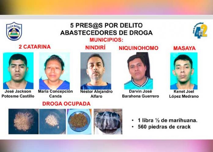 Sujetos que fueron capturados por presuntos delitos en Masaya