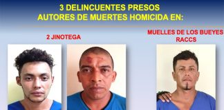 Tres homicidas capturados por la Policía Nacional de Nicaragua
