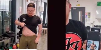 Cansado de no bajar la "panza" en el gimnasio, se tatúa los abdominales