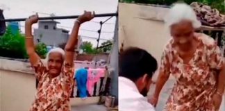 Abuela de 80 años sorprende al levantar pesas