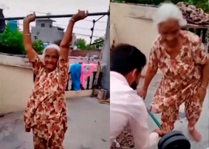 Abuela de 80 años sorprende al levantar pesas