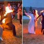 Novios entran a su boda envueltos en llamas por una "poderosa" razón
