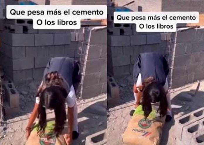 Por dejar la escuela para ser tiktoker su padre la pone como albañil