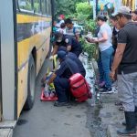 Hombre sobrevive tras quedar bajo las llantas de un bus en Managua Escena del accidente de tránsito en Managua