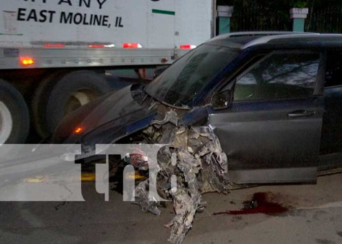 Escena del accidente de tránsito en Carretera Sur, Managua