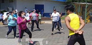Zumbatón con madres del Hospital Alemán, en Managua, Nicaragua