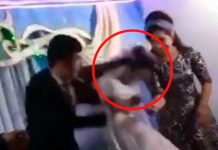 ¡Miserable! Hombre propina salvaje golpe a su esposa en plena boda ¡Miserable! Hombre propina salvaje golpe a su esposa en plena boda