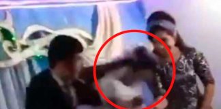 ¡Miserable! Hombre propina salvaje golpe a su esposa en plena boda