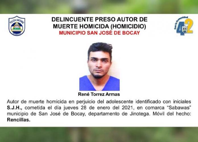Presuntos delincuentes presos en Jinotega