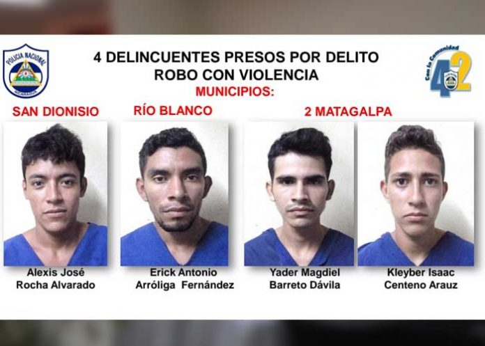 Delincuentes presos en Matagalpa