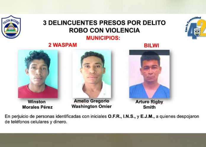 Delincuentes presos por cometer crímenes en Bilwi y Waspam