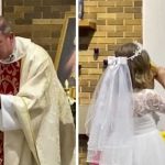 ¡Tranquila! Niña se pone nerviosa en primera comunión y se toma todo el vino ¡Tranquila niña! Niña se pone nerviosa en primera comunión y se toma todo el vino
