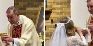 ¡Tranquila niña! Niña se pone nerviosa en primera comunión y se toma todo el vino