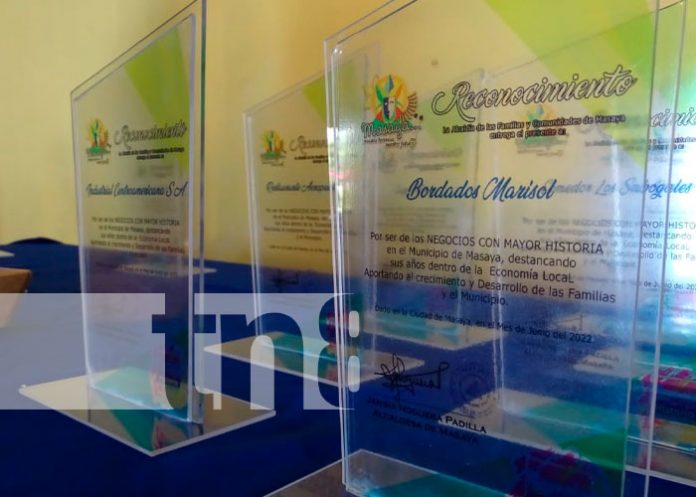 3 Otorgan reconocimiento a negocios con mayor trayectoria en Masaya