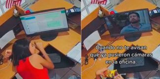 Joven hay una cámara: La captan viendo novela y durmiendo en su trabajo