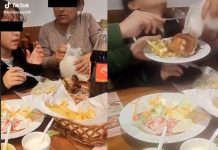 Madre va a restaurante y lleva escondida una bolsa de arroz