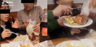 Madre va a restaurante y lleva escondida una bolsa de arroz