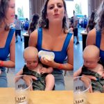 ¿Mamá del año? Le llueven críticas por darle leche a su bebé en la oreja