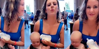 ¿Mamá del año? Le llueven críticas por darle leche a su bebé en la oreja