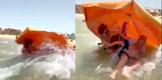 Viral en España: Una ola gigante arrastra al abuelo y lo hunde en el mar