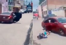 Joven se lanza de un carro para escapar de un secuestro en México