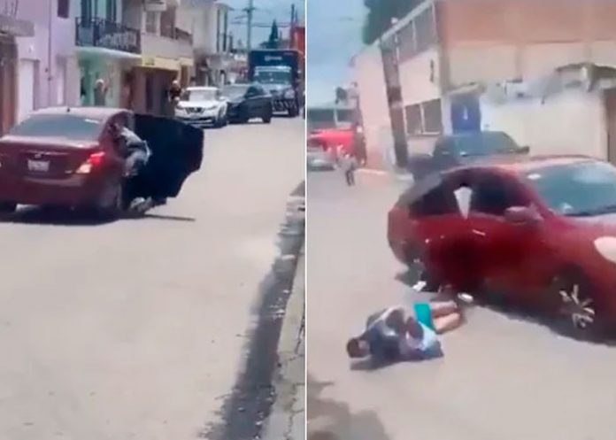 Joven se lanza de un carro para escapar de un secuestro en México