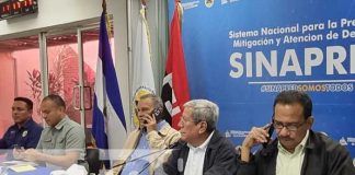 Conferencia de prensa con instituciones vigilantes a tormenta tropical en Nicaragua