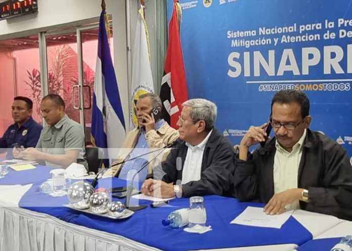Conferencia de prensa con instituciones vigilantes a tormenta tropical en Nicaragua