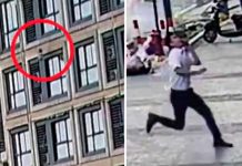 ¡Héroe! Atrapa a niña que cayó de un edificio en china