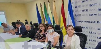 Conferencia de prensa con autoridades del CNU en Nicaragua