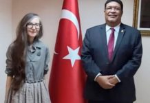 Encuentro con embajadora de Turquía ante Nicaragua Señora Fatma Pihava Ünlü y Compañero Valdrack Jaentschke