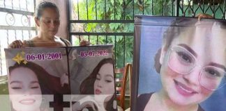 Familia doliente de víctima de femicidio en Managua