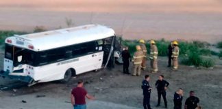 Chofer de bus se queda dormido y termina cayendo al Río Bravo