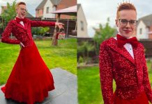 ¡Y se verán cosas…! Joven llega con vestido de lentejuelas a su graduación Chico de 16 llega con "vestido rojo de lentejuela" a fiesta