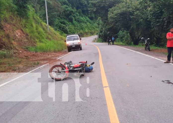 Mala maniobra hace que motociclista termine lesionado en Nueva Segovia