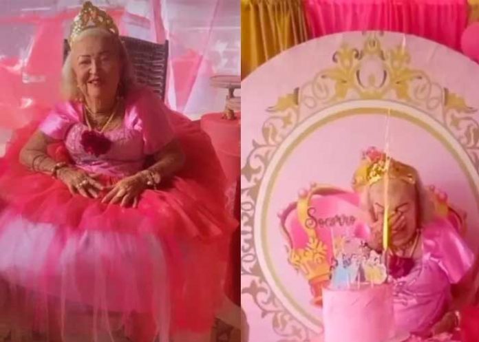 A sus 87 años cumple el sueño de tener una fiesta de princesas (VIDEO)
