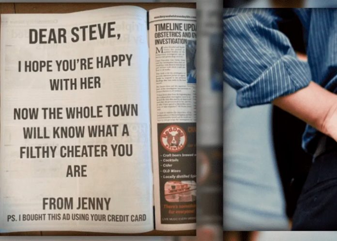 Mujer se venga de su esposo infiel con un humillante anuncio en el periódico