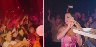 Como si fuera Steve Aoki, Katy Perry arroja pizza a sus fans