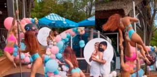 Revelan sexo de su bebé con bailarinas de Pole Dance