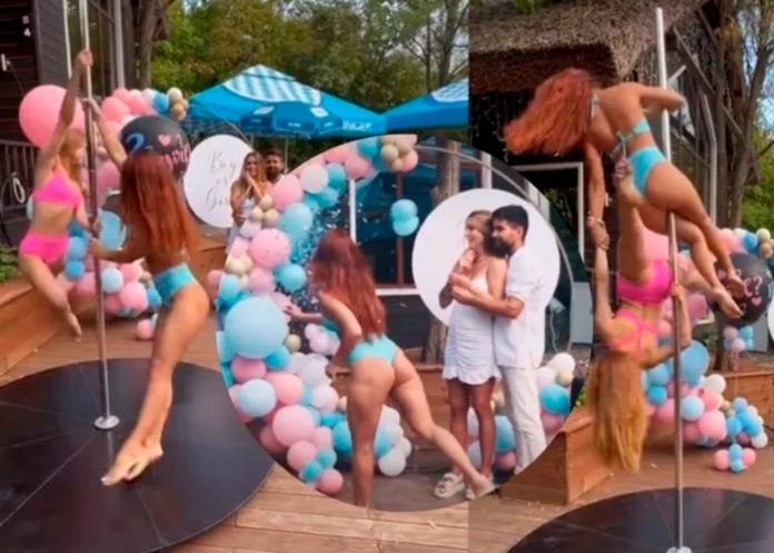 Revelan sexo de su bebé con bailarinas de Pole Dance