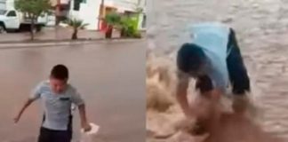 Un viaje a la infancia: Niño botó al agua las tortillas para salvar sus "chinelas"