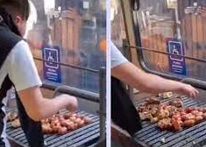 ¡No aguantan nada! Hinchas realizan parrillada dentro de un bus