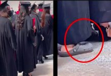 «No importa el que dirán» Chica asiste a su graduación en chanclas Joven en graduación con chanclas cross es defendida