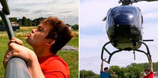Logró hacer 25 dominadas desde un helicóptero 