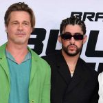 Sabemos que cancanea para cantar, ¿pero qué tal actúa Bad Bunny? Bad Bunny y Brad Pitt en estreno de Tren Bala